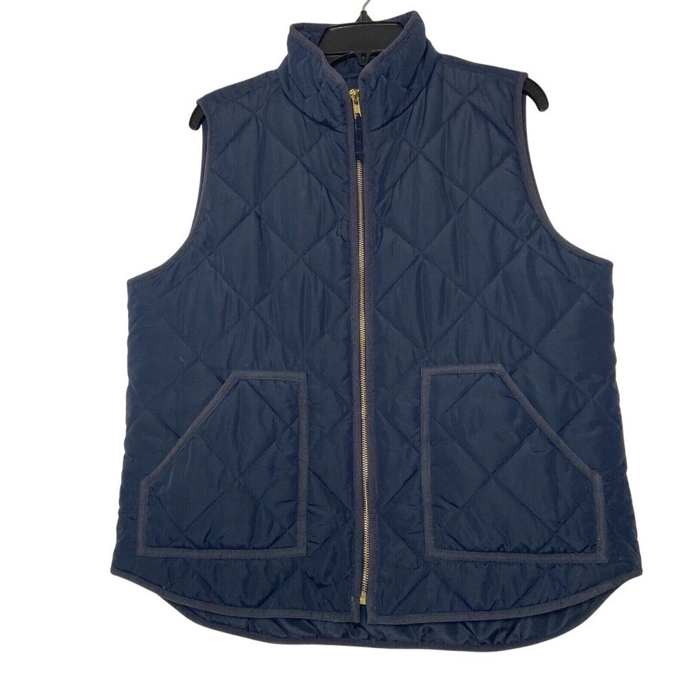 J. CREW Mercantile Mens Outerwear Walker Full-Zip Quilted Vest Jacket Navy Large